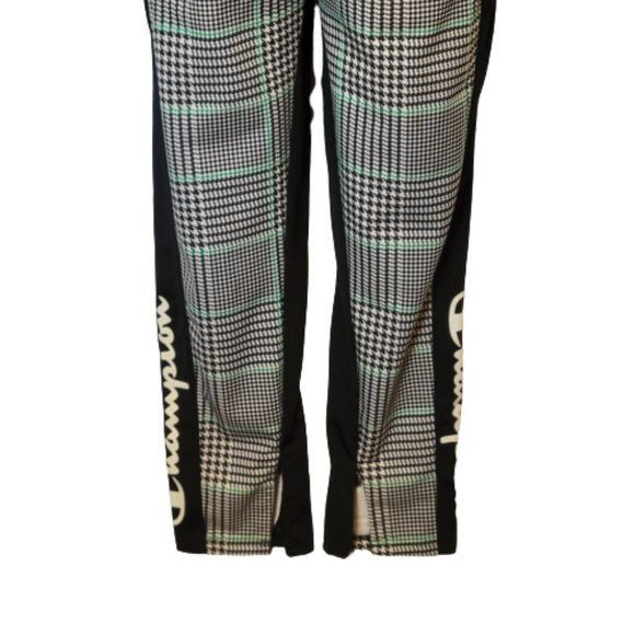 Champion Womens Plaid Elastic Draw Waist Joggers Size M Blk/Green Pockets - Picture 12 of 12